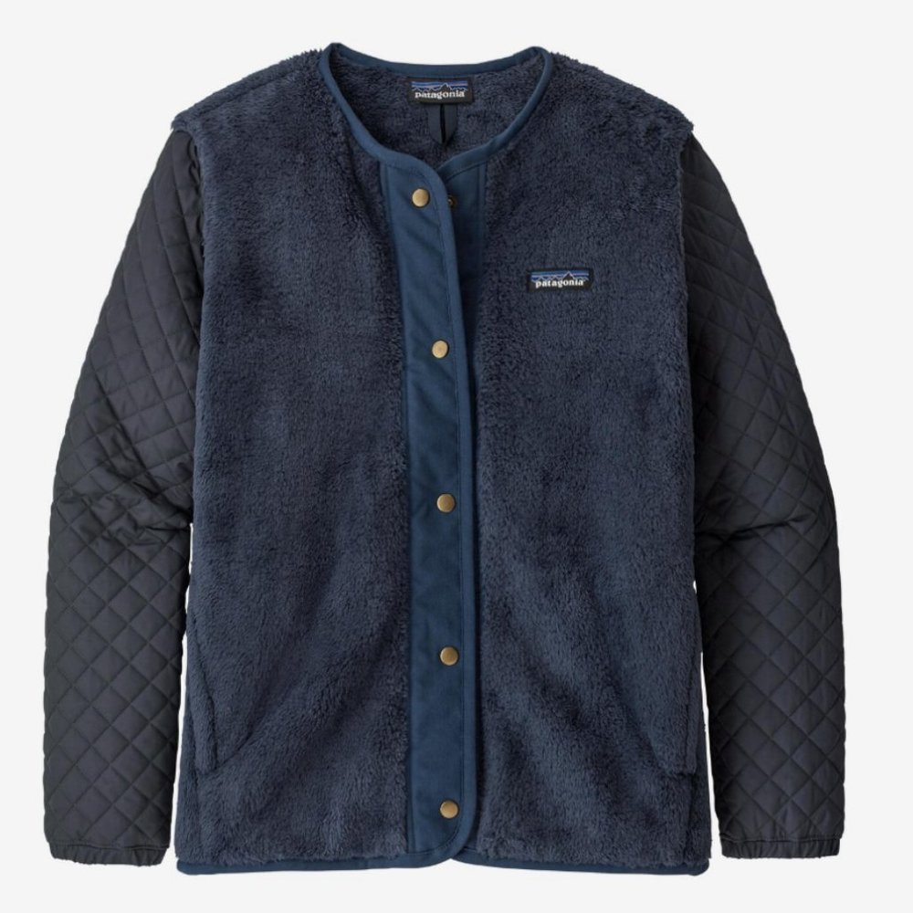 Patagonia blue fleece and quilted triple texture jacket